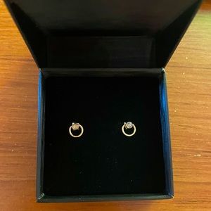 Moonstone and 14k gold circle studs